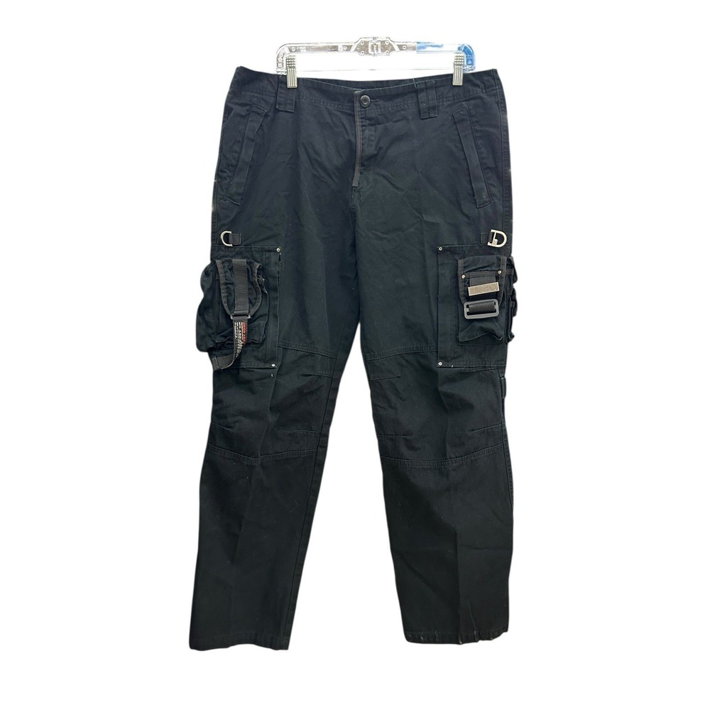 Union Army Mens 36x30 Utility Cargo Pants Black Military Canvas Pockets Relaxed